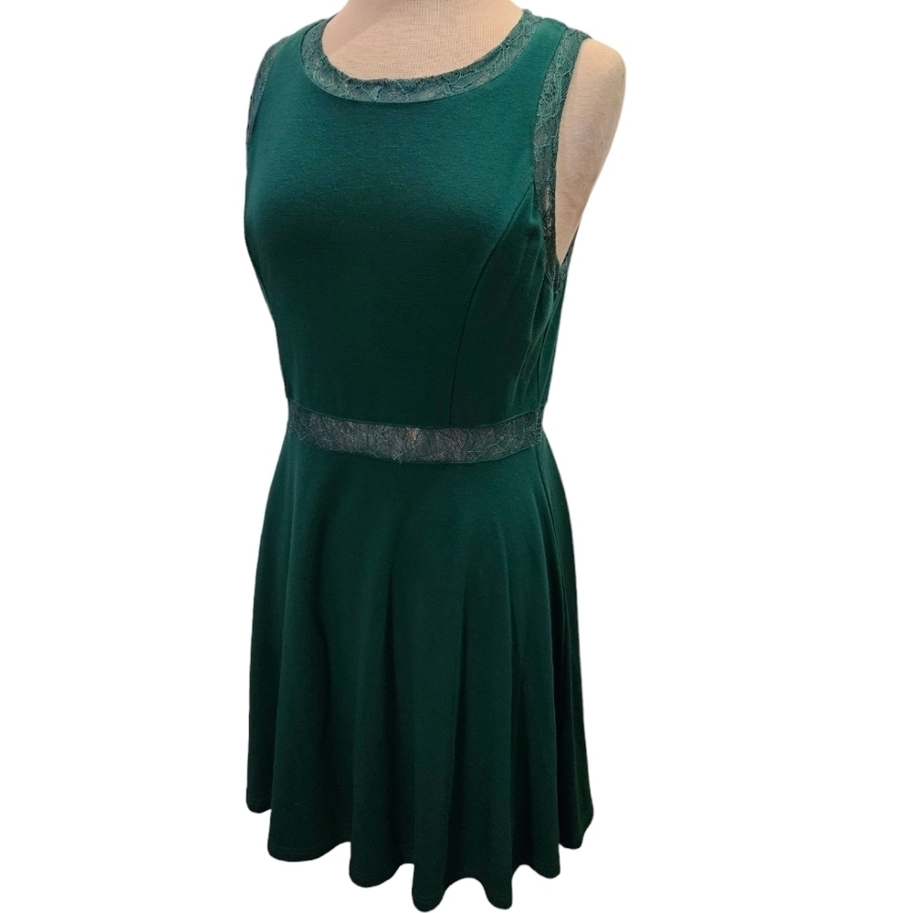 Green Lace Skater Dress